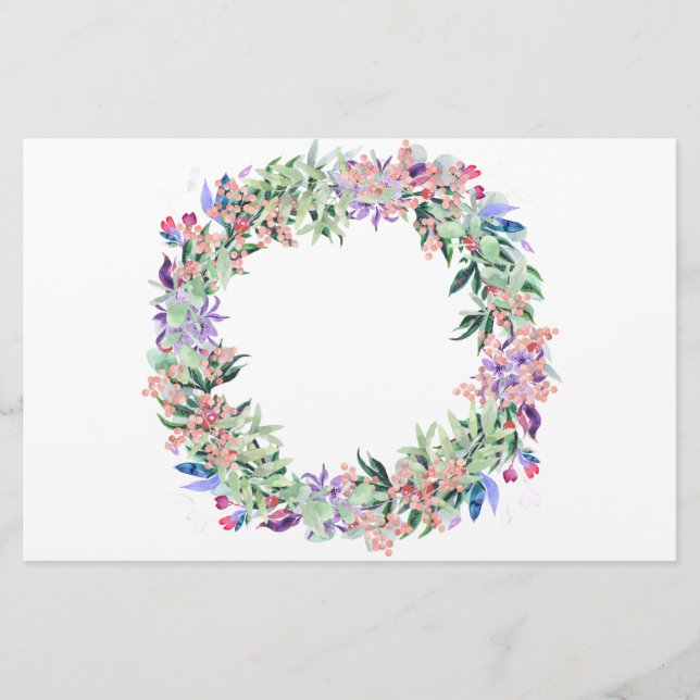 Floral Berries Wreath Briefpapier (Vorderseite)