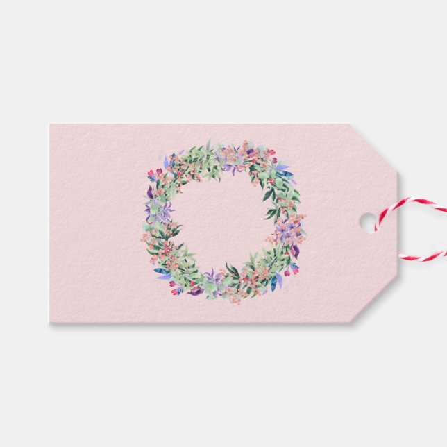 Floral Berries Wreath Geschenkanhänger (Vorderseite (Horizontal))