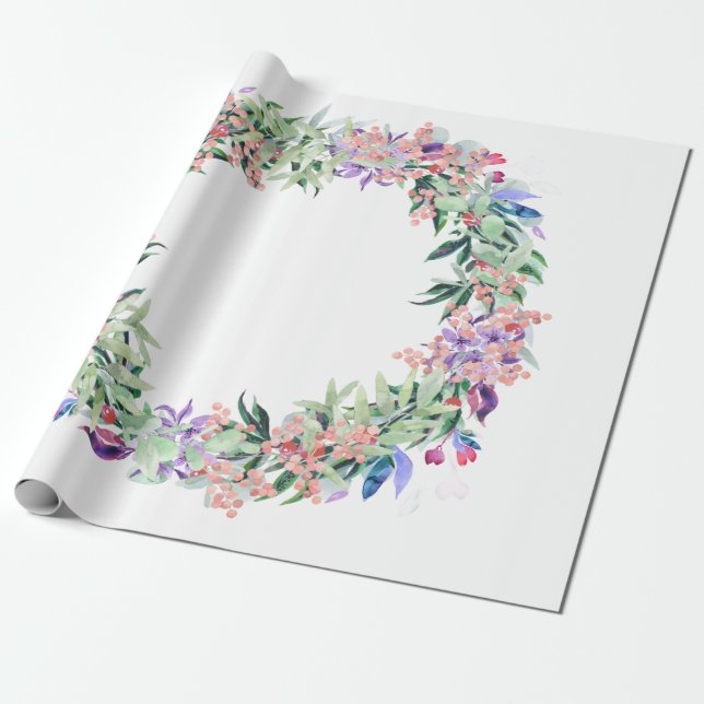 Floral Berries Wreath Geschenkpapier (Ungerollt)