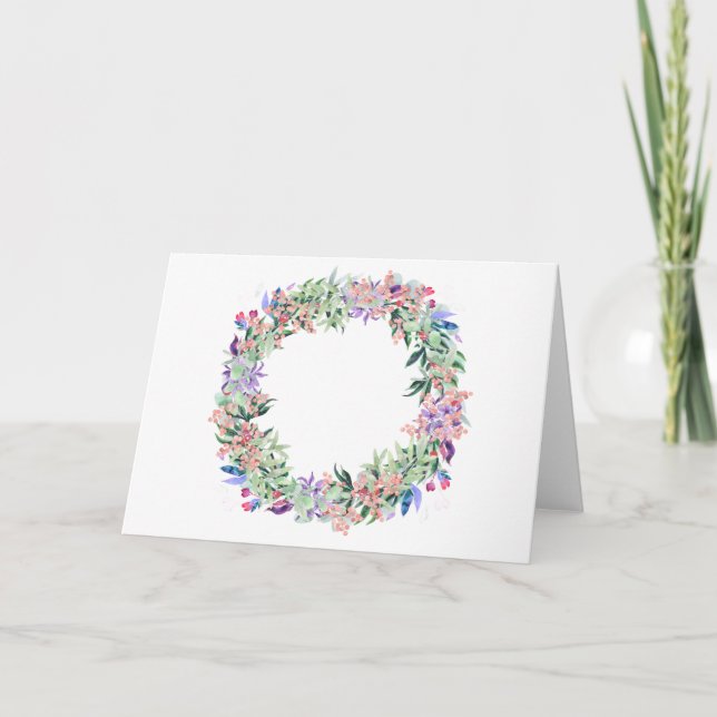 Floral Berries Wreath Karte (Vorderseite)