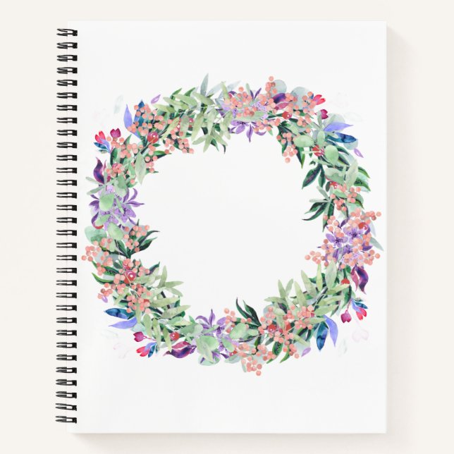 Floral Berries Wreath Notizbuch (Vorderseite)