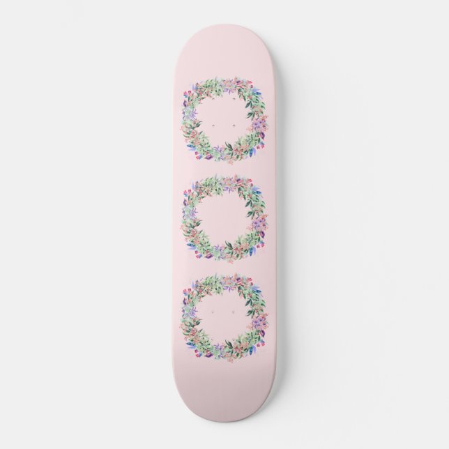 Floral Berries Wreath Skateboard (Vorderseite)