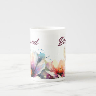 Floral Berry BLESSED Typografie Design Prozellantasse