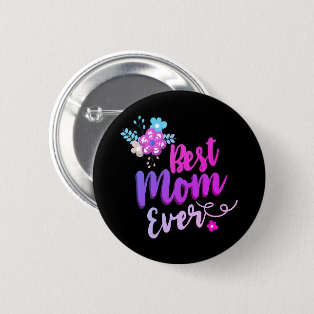 Floral Best Mama je Button (Vorne & Hinten)