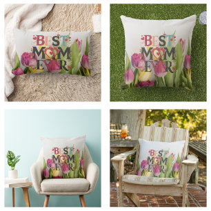 Floral Best Mama je Moderne Herzen und Blume Lendenkissen