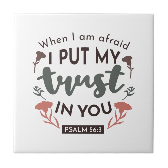 Floral Bible Verse Art 'I put my trust in you' Fliese (Vorderseite)