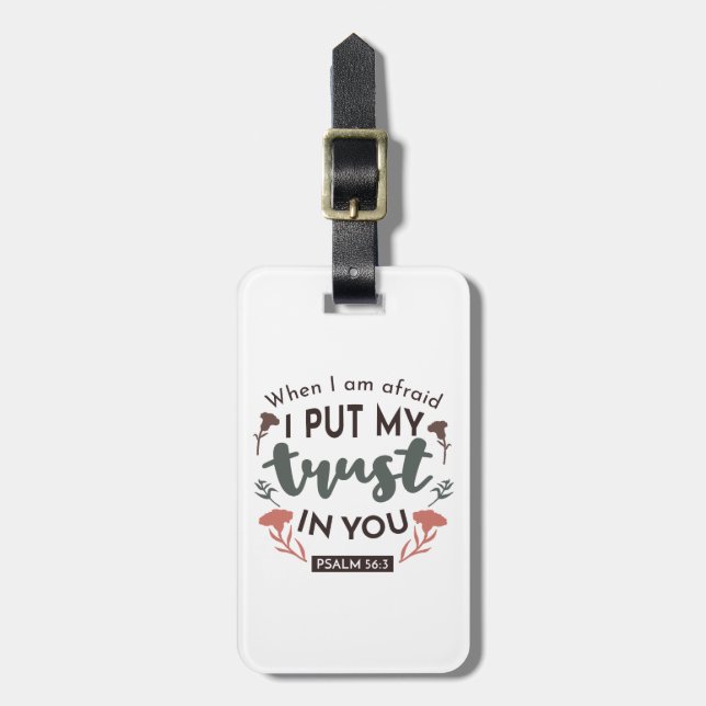 Floral Bible Verse Art 'I put my trust in you' Gepäckanhänger (Vorderseite vertikal)