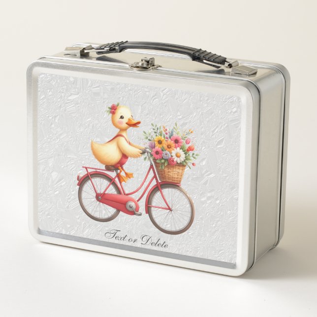 Floral Bicycle Duck Metal Lunch Box (Vorderseite)