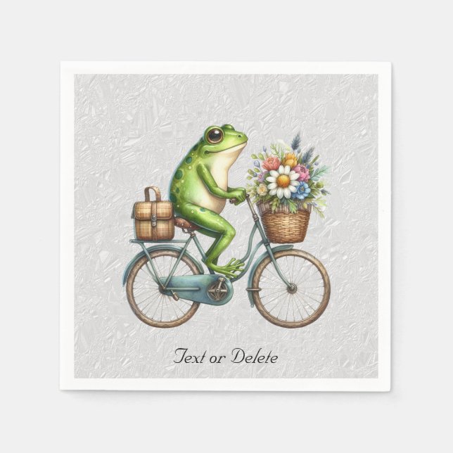 Floral Bicycle Frog Napkins Serviette (Vorderseite)