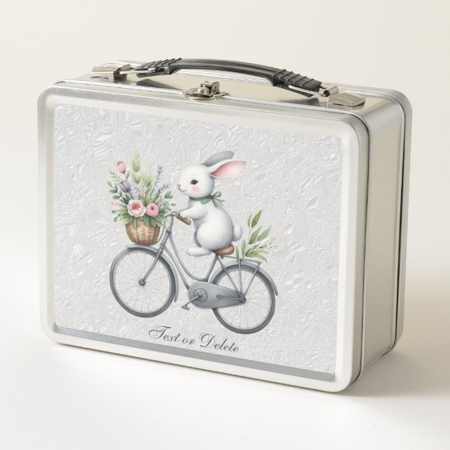Floral Bicycle Rabbit Metal Lunch Box (Vorderseite)
