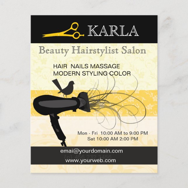 Floral Bird Beauty Salon Wellness-Center Haar Styl Flyer (Vorne)