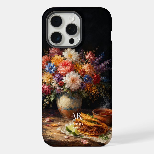 Floral Birria Stilleben | Monogram iPhone 15 Pro Max Hülle (Rückseite)