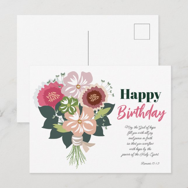 Floral Birthday Bouquet Postkarte (Vorne/Hinten)