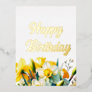 Floral Birthday Folien Feiertagspostkarte