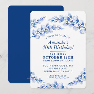 FLORAL BIRTHDAY PARTY INVITE hübsches Porzellan bl Einladung