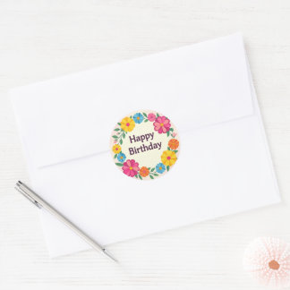 Floral birthday sticker 