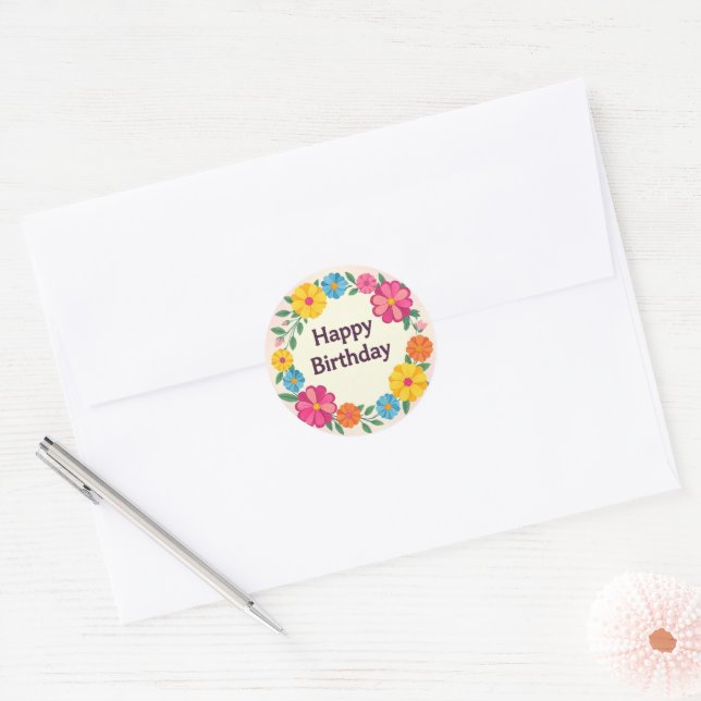 Floral birthday sticker  (Umschlag)