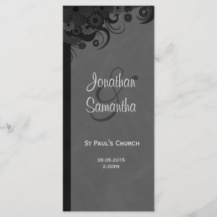 Floral Black and Grey Goth Programmes de mariage