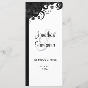 Floral Black and White Goth programmes de mariage