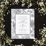 Floral Black Elegant Wedding Einladung<br><div class="desc">Floral Black Elegante Hochzeitseinladung</div>