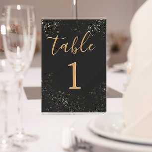 Floral Black Gold 50. Hochzeitstag Tischnummer