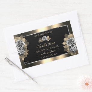 Floral Black Gold et Silver Étiquettes de produits