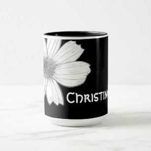 Floral Black individuelle Name Latte Tasse