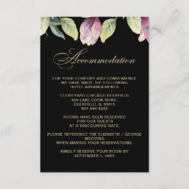 Floral Black Lila Gold Hochzeitsunterkunft Begleitkarte