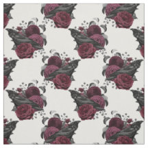Floral Black Raven auf Weiß