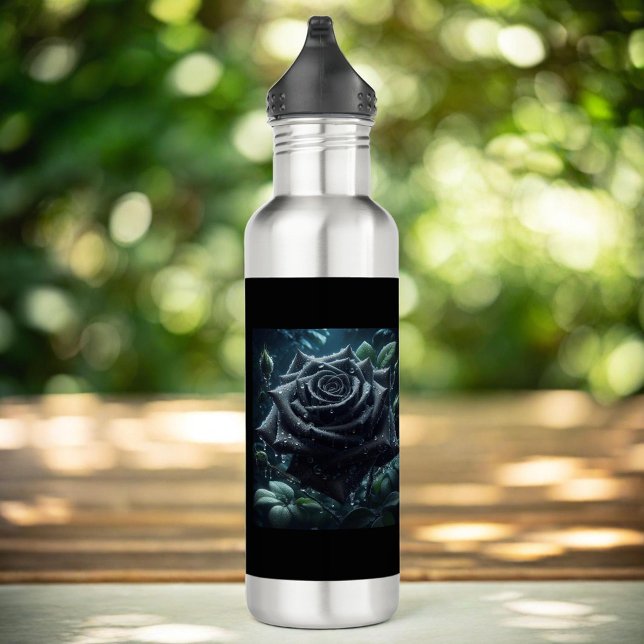 Floral Black Rose Edelstahlflasche (Von Creator hochgeladen)