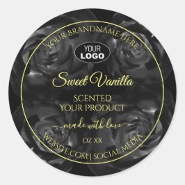 Floral Black Rose Produktverpackungs-Labels Logo Runder Aufkleber