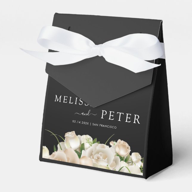 Floral Black Wedding Geschenkschachtel (Vorderseite)