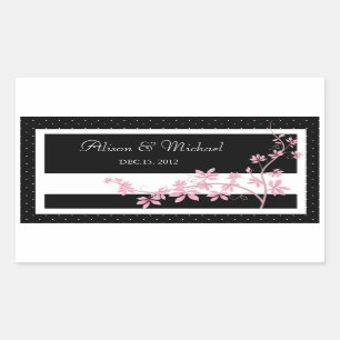 Floral Black - Wedding Siegel Rechteckiger Aufkleber
