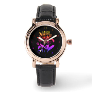 Floral Black Women's Watch Armbanduhr