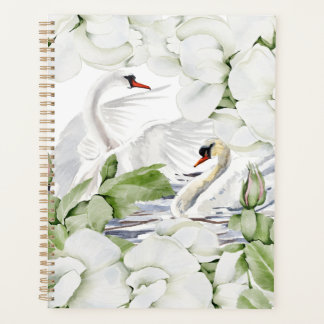 Floral blanc britannique & Aquarelle de cygne  