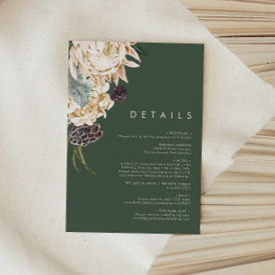 Floral blanc Carte de boîtier Dark Green Details