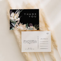 Floral blanc | Carte postale Merci Mariage noir