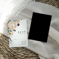 Floral blanc | Carte RSVP noire