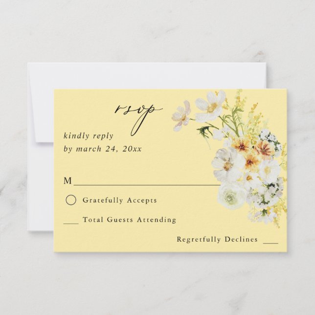 Floral blanc et jaune no Repas RSVP - Jaune (Devant)