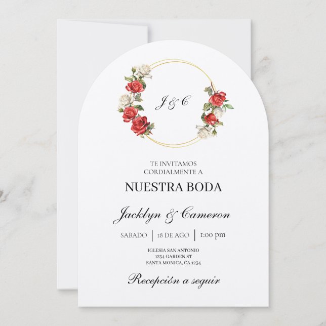 Floral blanc Faire-part de mariage espagnol (Devant)