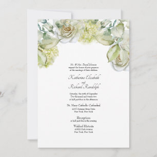 Floral blanc Faire-part de mariage formel