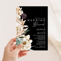 Floral blanc | Invitation de Brunch Mariage noir