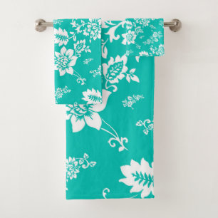 Floral blanc sur Arrière - plan Turquoise