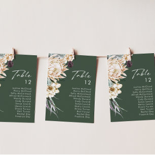Floral blanc Tableau des numéros de table vert f