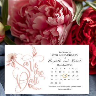Floral & Blätter 50 Jahre Jubiläum Save the Date Ankündigungspostkarte