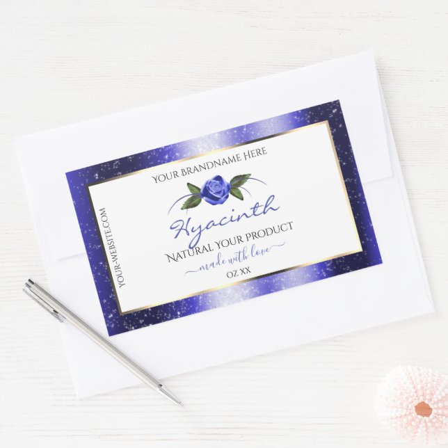 Floral Bleu Blanc Produit Étiquettes Étoiles brill (Enveloppe)