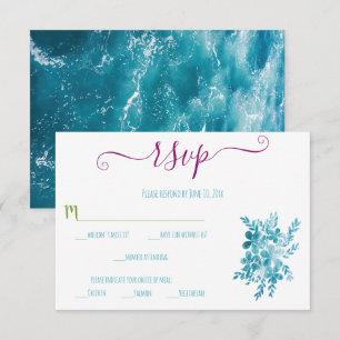 Floral bleu bleu bleu moderne Mariage photo RSVP