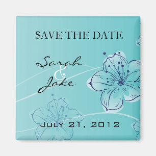 Floral Bleu Économisez Le Magnet De Frigo Date