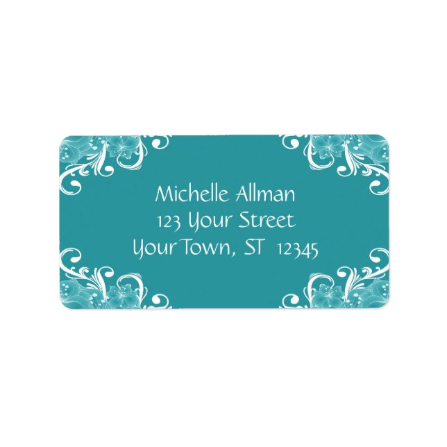 Floral bleu et blanc Avery Étiquette (Devant)