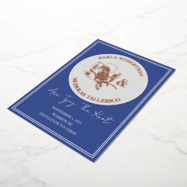 Floral bleu et gris Économisez la carte Foil Date